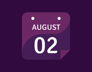 2 August, August 2 icon Single Day Calendar Vector illustration