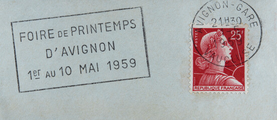 post letter mail brief stempel cancel frankiert gestempelt vintage retro alt old frankreich france...