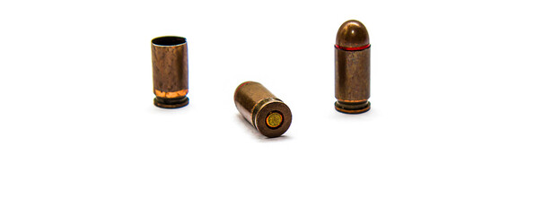 9MM Ammo Bullet for Pistol No Background on White only Isolated