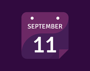 11 September, September 11 icon Single Day Calendar Vector illustration 