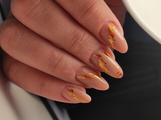 beautiful manicure of nails on the background of a fashionable