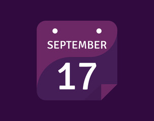 17 September, September 17 icon Single Day Calendar Vector illustration 