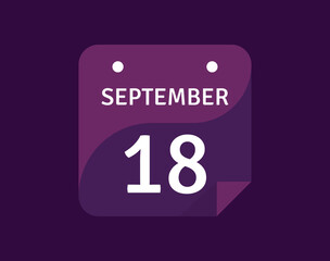 18 September, September 18 icon Single Day Calendar Vector illustration 