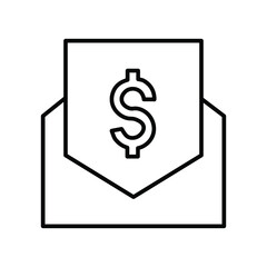 Dollars in an envelope line icon