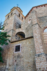 Bell tower of the late Gothic style cathedral of El Salvador in Albarracin, Teruel. Century XVI, Spain