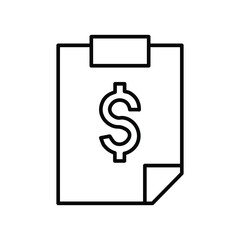 Money management dollar sign clipboard line icon