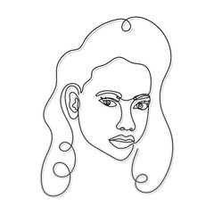 line woman face with two eyes and noise in a white background