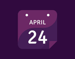 24 April, April 24 icon Single Day Calendar Vector illustration