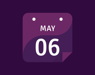 6 May, May 6 icon Single Day Calendar Vector illustration