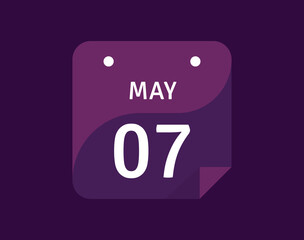 7 May, May 7 icon Single Day Calendar Vector illustration