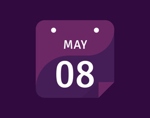 8 May, May 8 icon Single Day Calendar Vector illustration