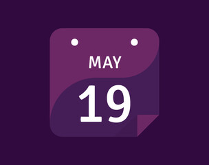 19 May, May 19 icon Single Day Calendar Vector illustration