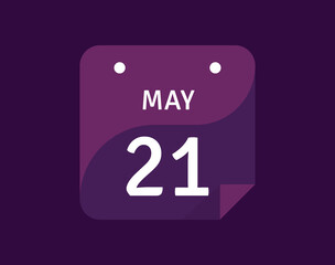 21 May, May 21 icon Single Day Calendar Vector illustration
