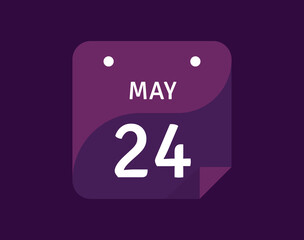 24 May, May 24 icon Single Day Calendar Vector illustration
