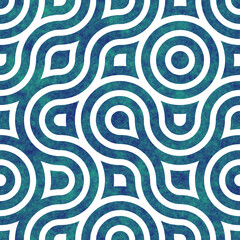 Teal blue water wave weathered grunge nautical texture background. Summer coastal living style home decor tile. Ocean sea swirl grunge material. Worn turquoise dyed beach textile seamless pattern.
