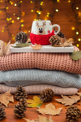 christmas still life with hot cocoa