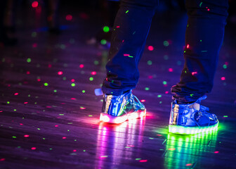 Flashing Multi-Coloured Techno Shoes In A Night Club