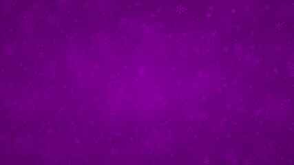 Christmas background of snowflakes of different shapes, sizes and transparency in purple colors