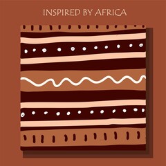 African background, flyer with grunge tribal traditional pattern. Conceptual design, Ethnic ornament. Warm browns. Trend illustration.