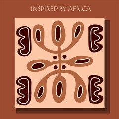 African background, flyer with grunge tribal traditional pattern. Conceptual design, Ethnic ornament. Warm browns. Trend illustration.