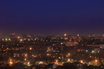 Naklejka premium The landscape of a night city in Eastern Europe