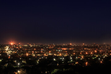 The landscape of a night city in Eastern Europe