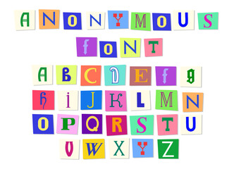 Anonymous english font. Paper cut letters for anonymous messages.Vector illustration.