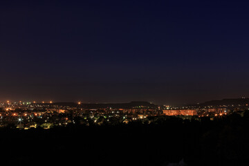 The landscape of a night city in Eastern Europe
