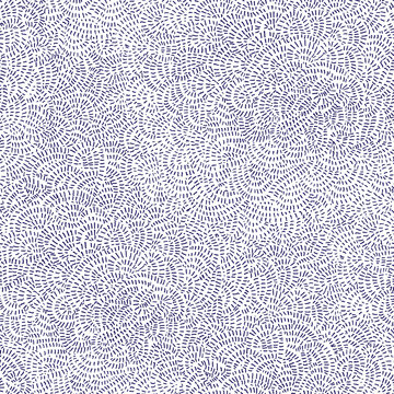 Vector seamless abstract pattern from dark blue hand drawn haotic round lines on a white background. Organic ornament, wallpaper, wrapping paper, Bohemian textile print