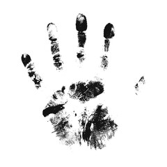 Unique adult left handed female handprint isolated on white background. Vector illustration.
