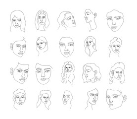 set of line women faces