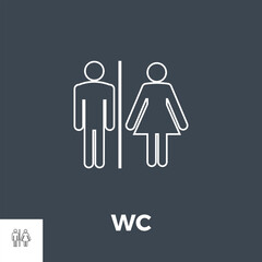 WC Vector Thin Line Icon. Isolated on Black Background. Vector Illustration.