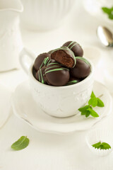 Mint-flavored truffle chocolates