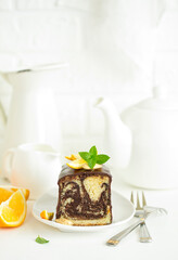 Chocolate orange muffin. Homemade baking. Selective focus.