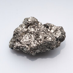 Natural mineral pyrite on white background