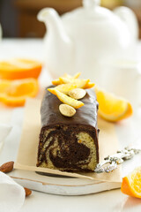 Chocolate orange muffin. Homemade baking. Selective focus.