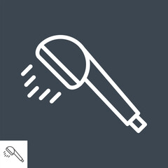 Shower Thin Line Vector Icon Isolated on the Black Background.