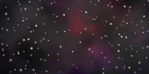 Dark Pink, Red vector background with colorful stars.