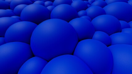 Abstract background surface of blue spheres 3d render