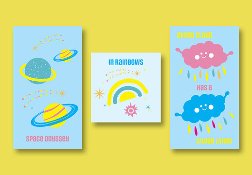 Bright Illustration Social Posts