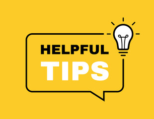 Helpful tips geometric message bubble with light bulb emblem. Banner design for business and advertising. Vector illustration