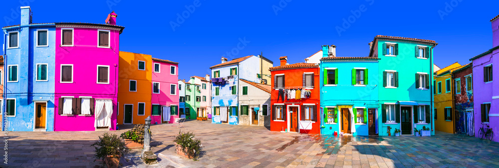 Wall mural most colorful traditional town (village) burano - island near of venice. italy travel and landmarks