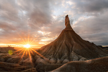 Badenas reales Navarra con puesta de sol en el principal atractivo turístico