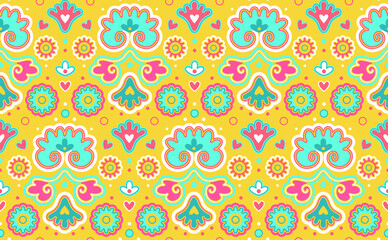 Floral vector pattern. Tatar ornament for nikakh, invitation, background