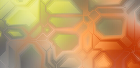 Obraz na płótnie Canvas Layers of colorful and vibrant geometrical shapes. Digital illustration of a tech layout. Futuristic design template.