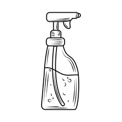 laundry, spray bottle with water line style icon