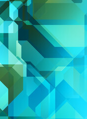 Layers of colorful and vibrant geometrical shapes. Digital illustration of a tech layout. Futuristic design template.