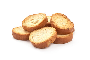 Baked crackers, close-up, isolated on white background