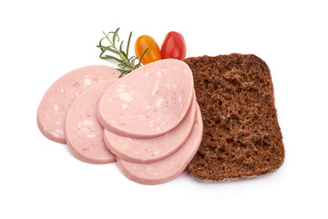 Boiled Bologna Sausage, isolated on white background