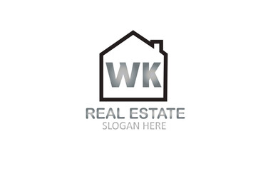 WK Letter Logo Real Estate Logo Design